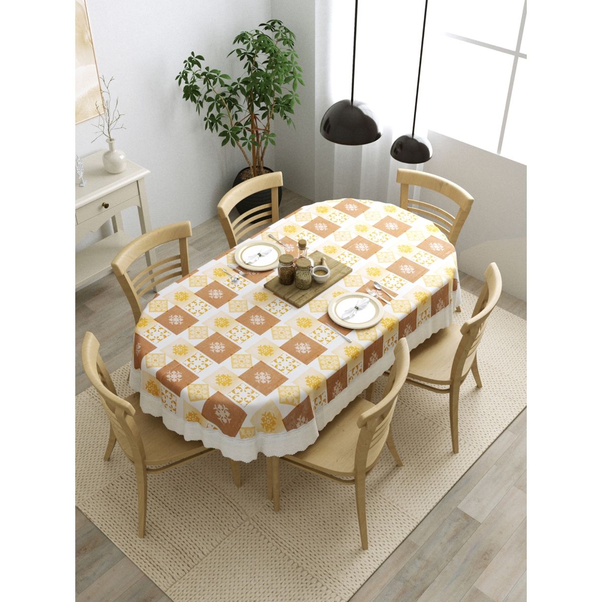 Buy The Home Story 6 Seater Oval Dining Table Cover 60 x 90 Inch