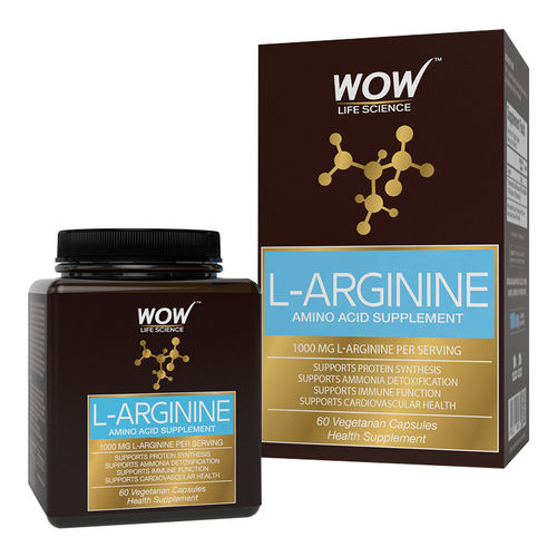 wow life science l arginine amino acid supplement 60 vegetarian capsules
