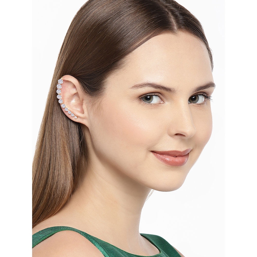 AccessHer Gold-Toned & White Classic Ear Cuff