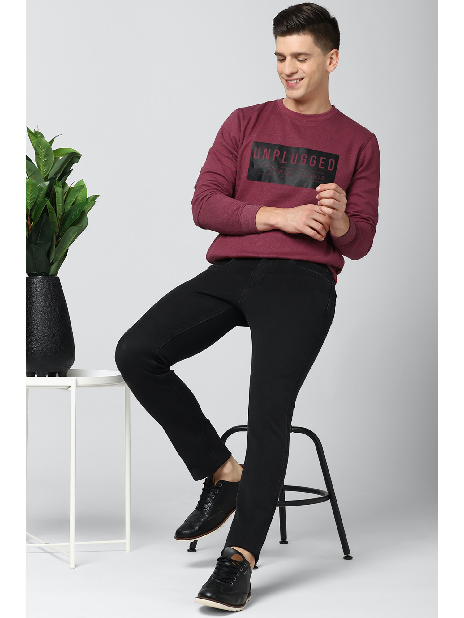 Buy Peter England Men Maroon Sweatshirt Online