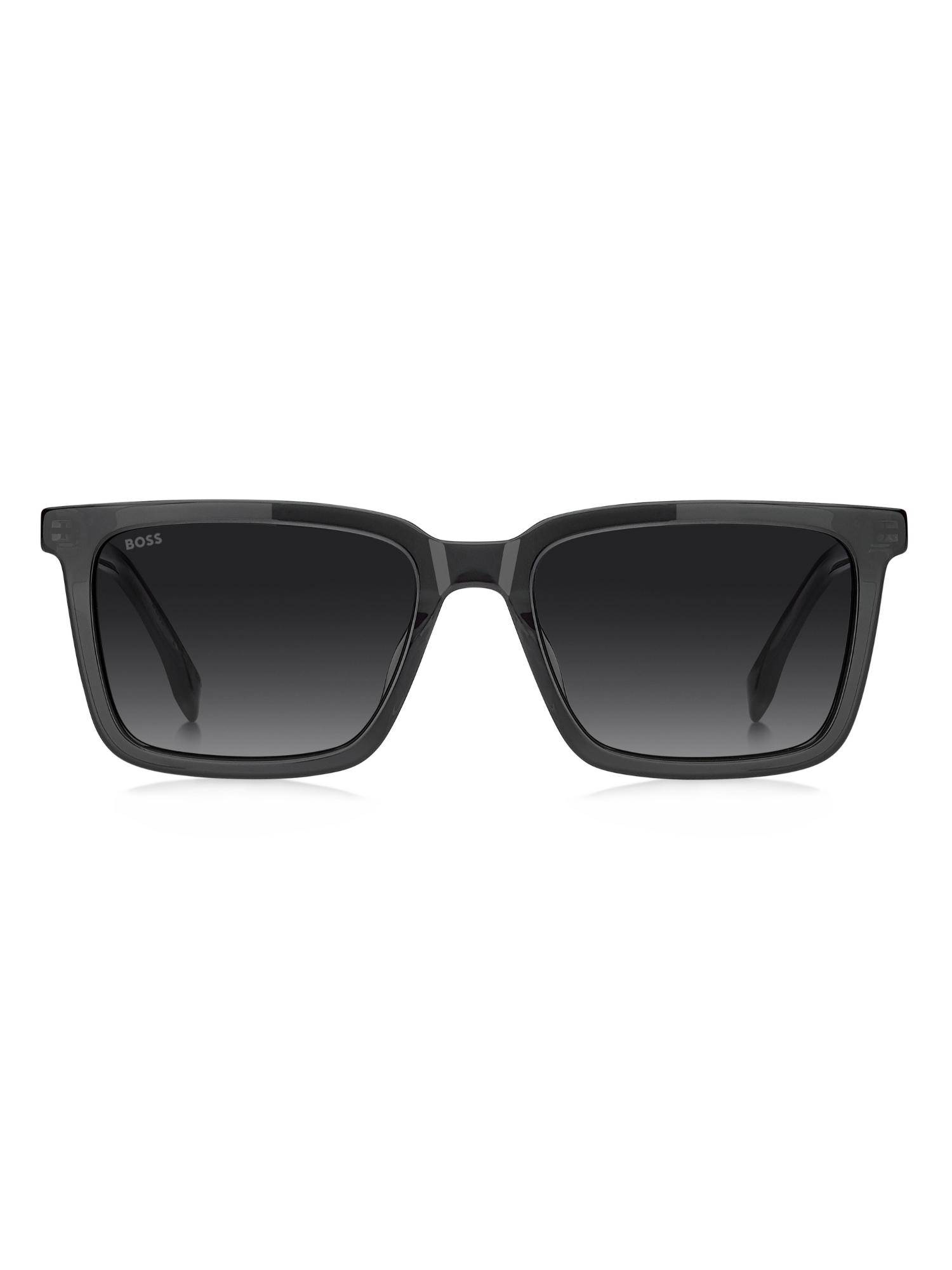 Hugo Boss Men 100% UV Protection Rectangle Full Rim Grey Lens Sunglasses (55)