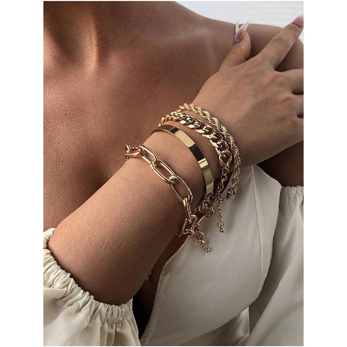 Buy White Lies Chain Link Bracelet - Set of 4 Online