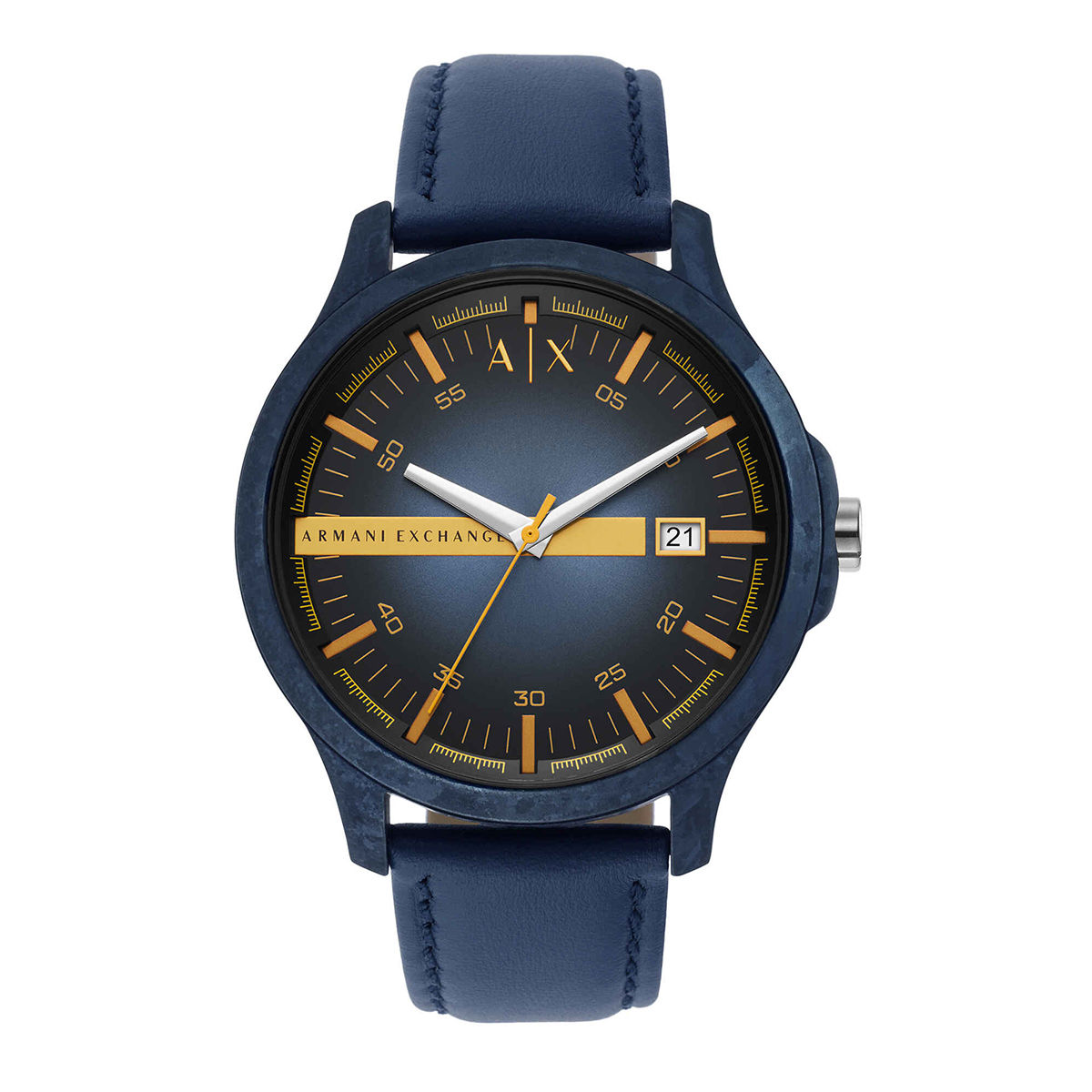 Emporio Armani Chronograph Blue Dial Blue Rubber Strap Watch For Men