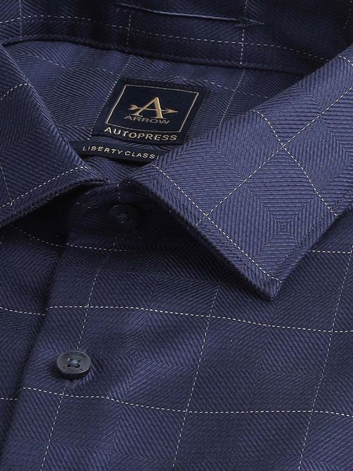 Buy Arrow Men's Liberty Classic Fit Auto Press Shirt-Blue Online