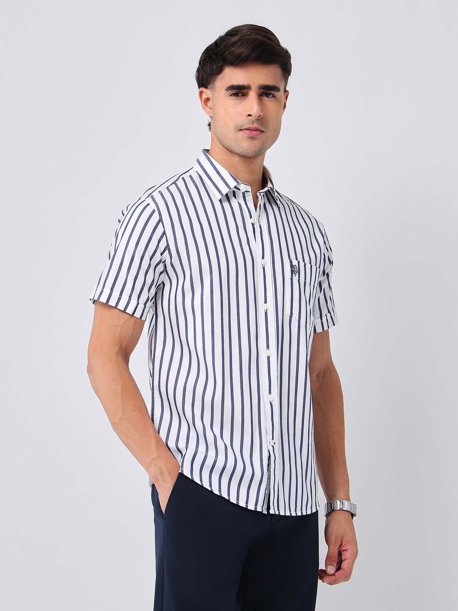 Buy U.S. POLO ASSN. Men's Vertical Striped 135Th Shirt-Navy Blue