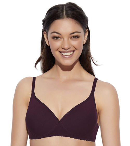 Buy Enamor A039 Perfect Coverage T-Shirt Bra - Supima Cotton Padded  Wirefree Medium Coverage - Grape wine Online