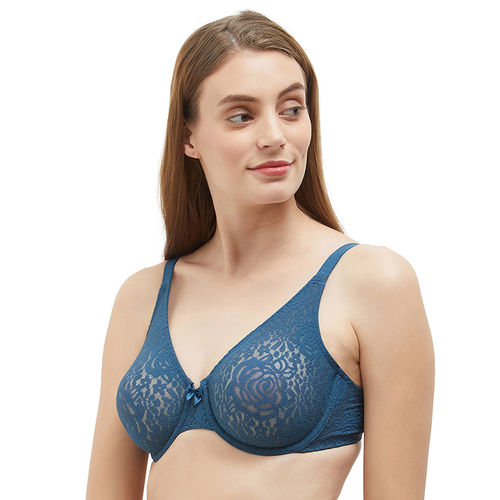 Buy Wacoal Nylon Non Padded Underwired Lace Bra -851205 - Blue (36DD) Online