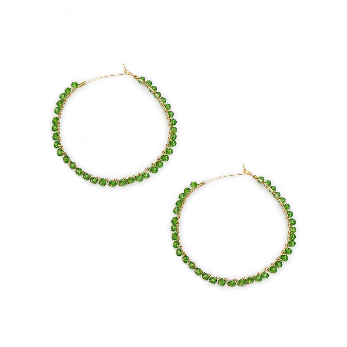 BeAbhika Beaded Hoop Earrings Green