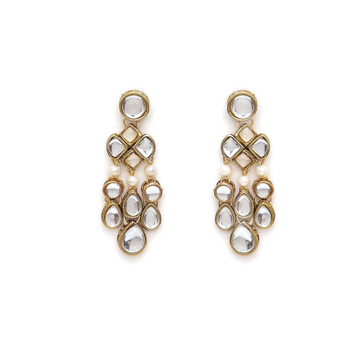 BeAbhika Droopy Kundan Earrings