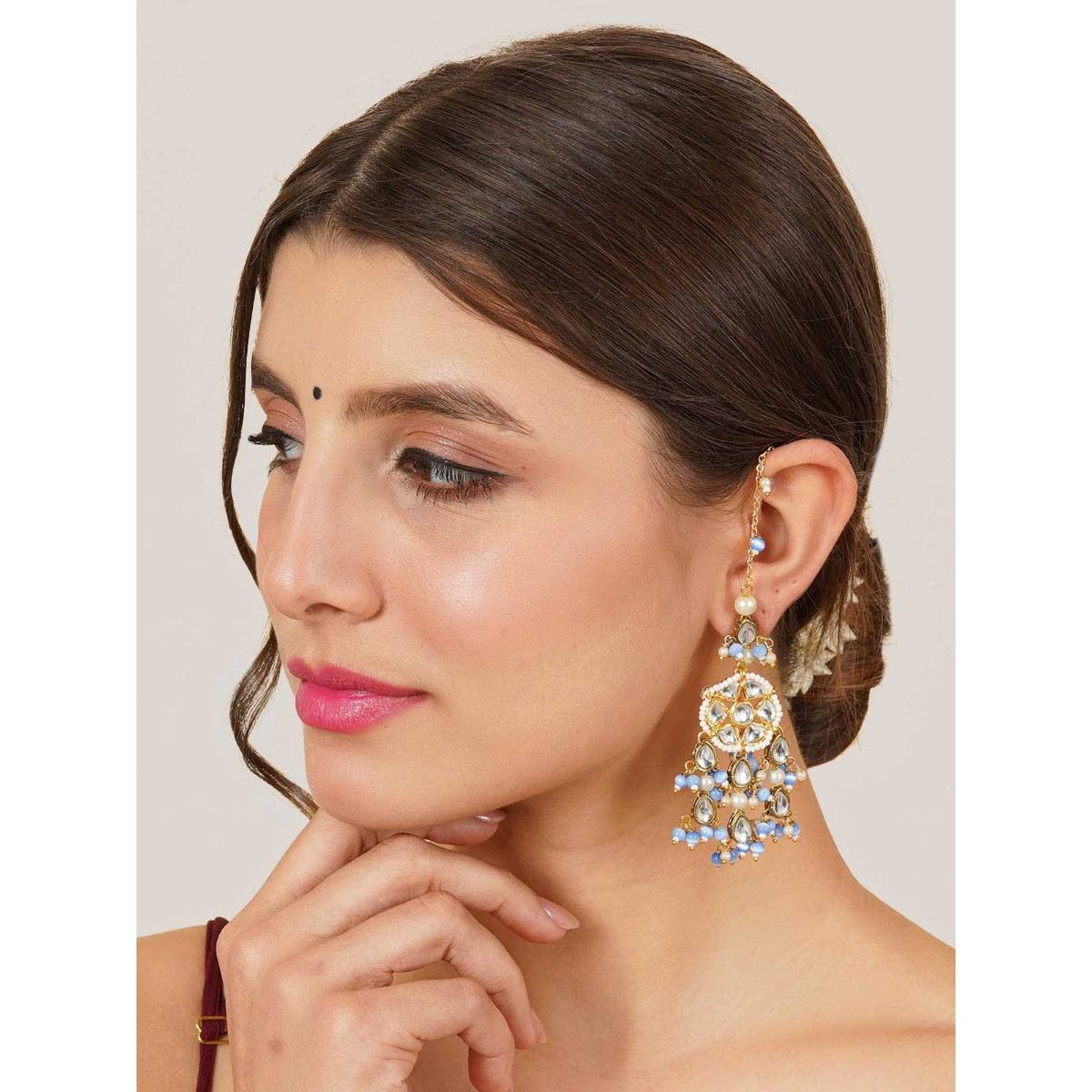 BeAbhika Light Blue Bliss Kanauti Earrings