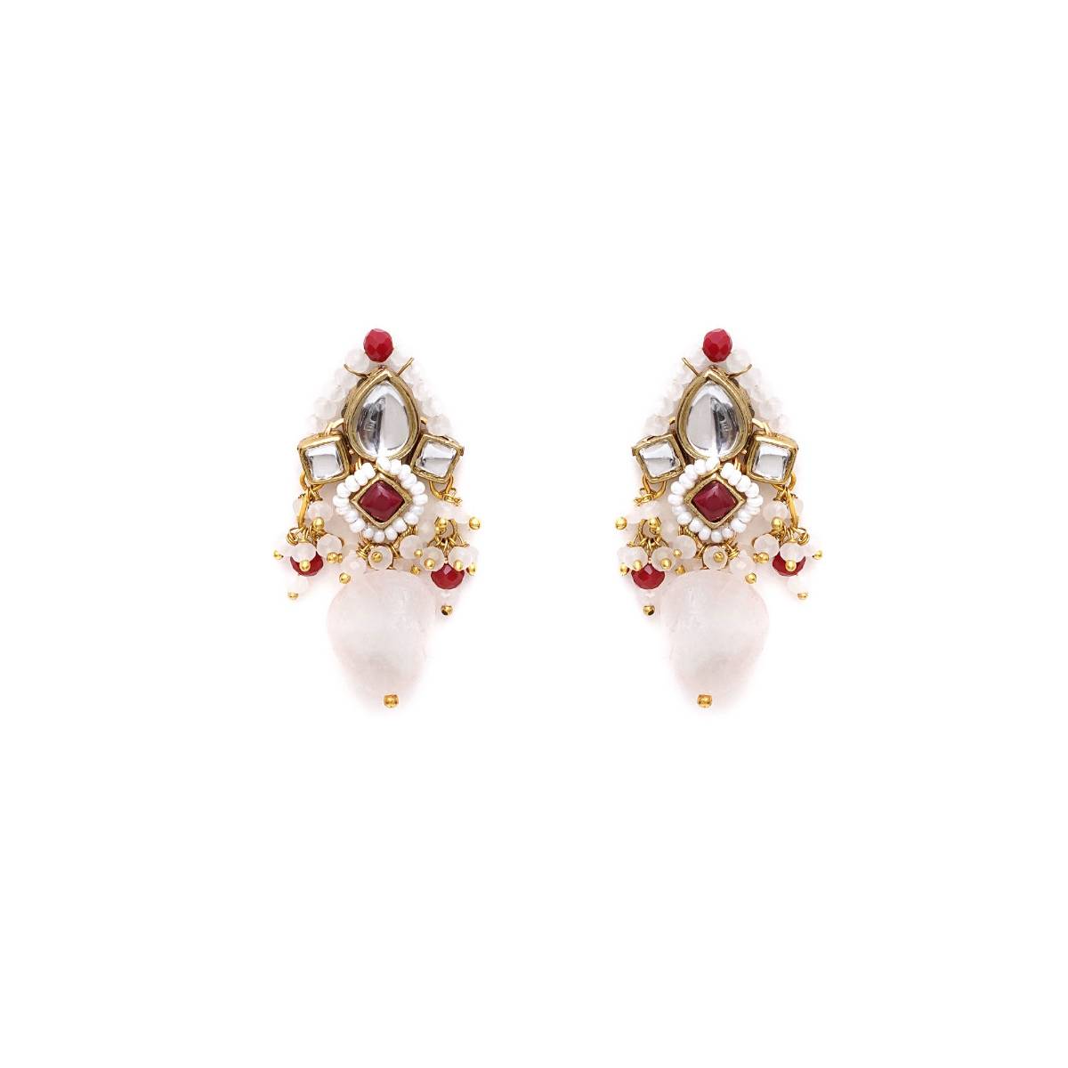 BeAbhika Maroon Affair Kundan Earrings