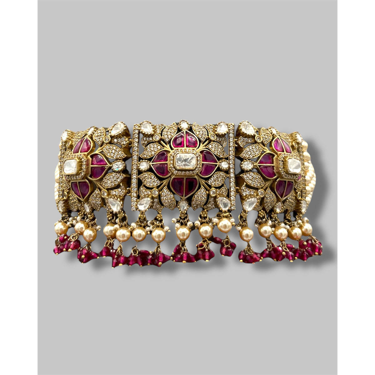Beryachi Iyla Ruby Pearls Choker Set