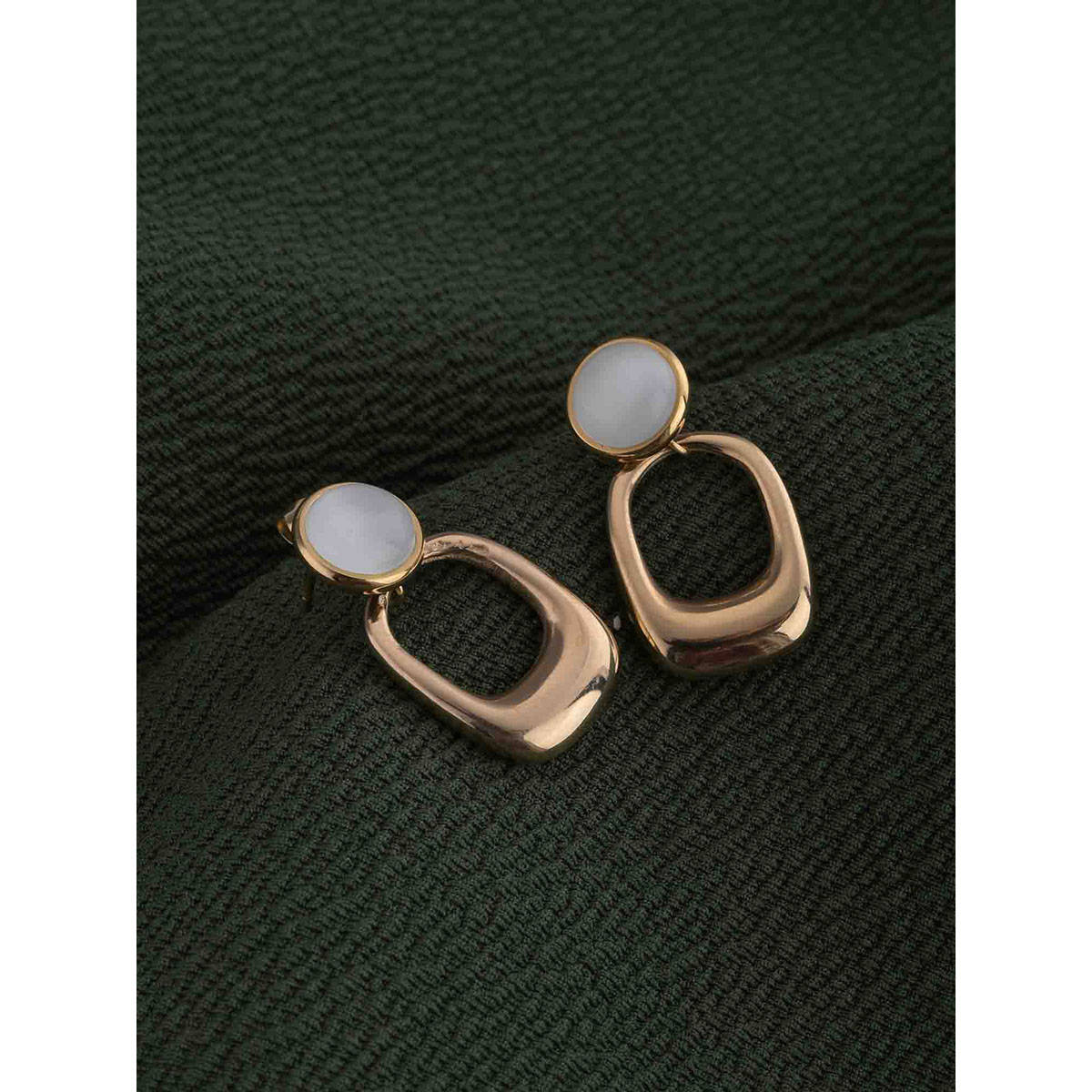 Palmonas 18K Gold Plated Classic White Stone Gold Drop Earrings For Womens