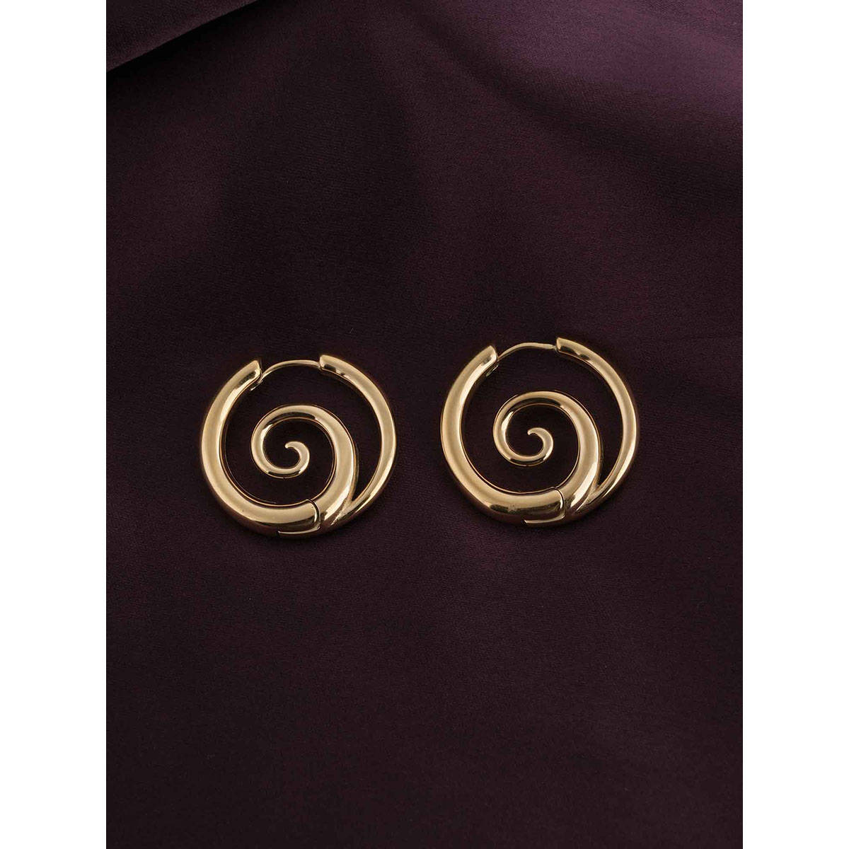 Palmonas 18K Gold Plated Spiral Serenity Gold Hoops Earrings Waterproof And Anti-Tarnish
