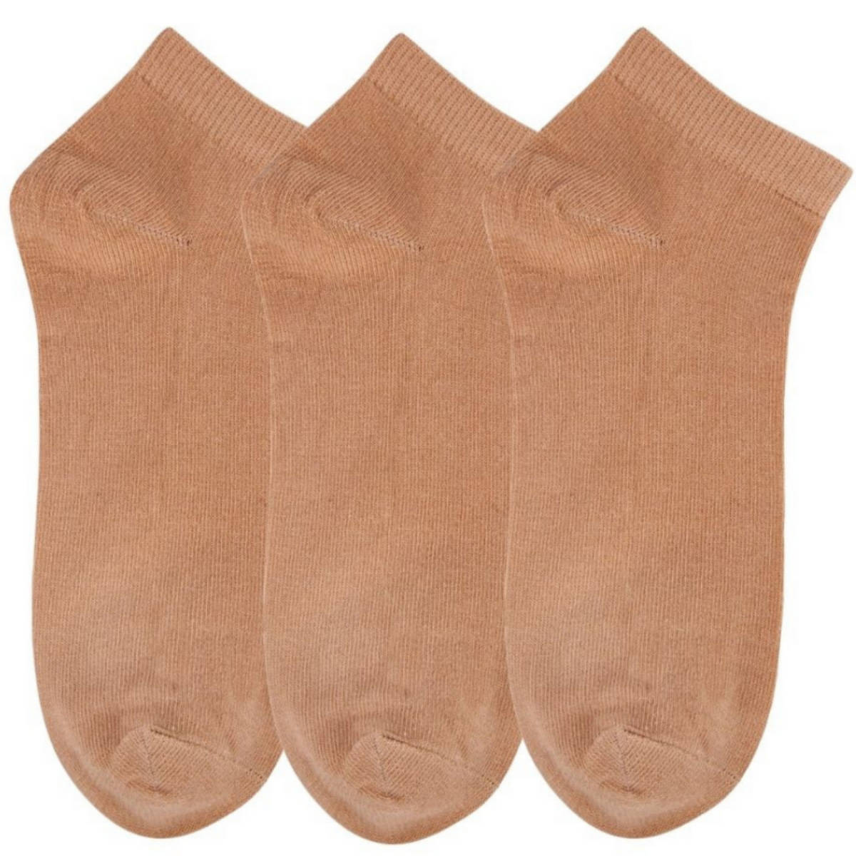 NEXT2SKIN Women's Low Ankle Length Cotton Socks - Pack of 3 (Fawn:Fawn:Fawn)