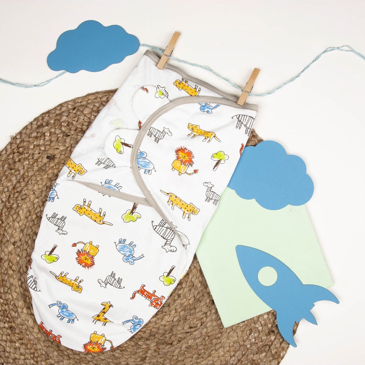 Kicks and Crawl Baby Jungle Velcro Ready Swaddle MultiColor Buy