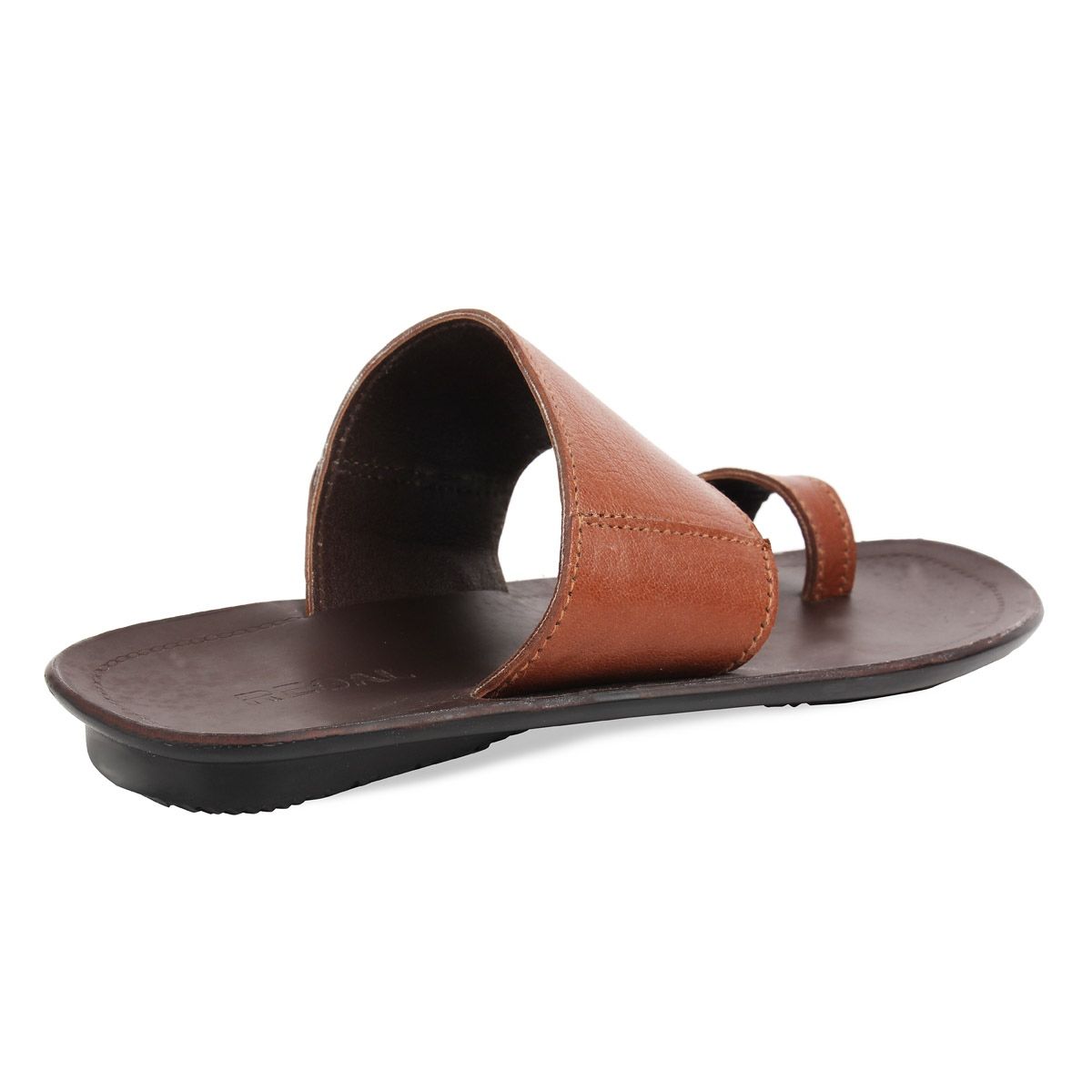 Buy REGAL Rocia By Men Solids Tan Leather One Toe Sandal Online