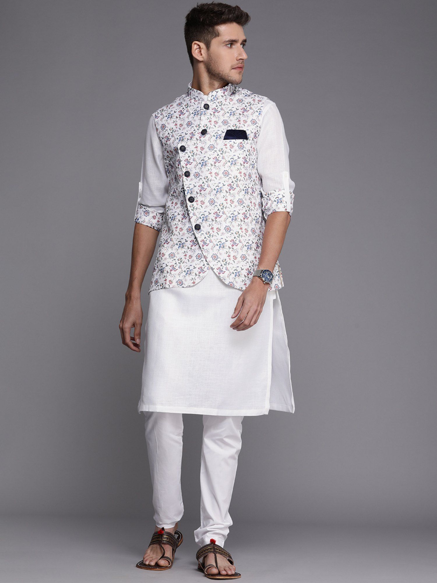 Manyavar kurta clearance with nehru jacket