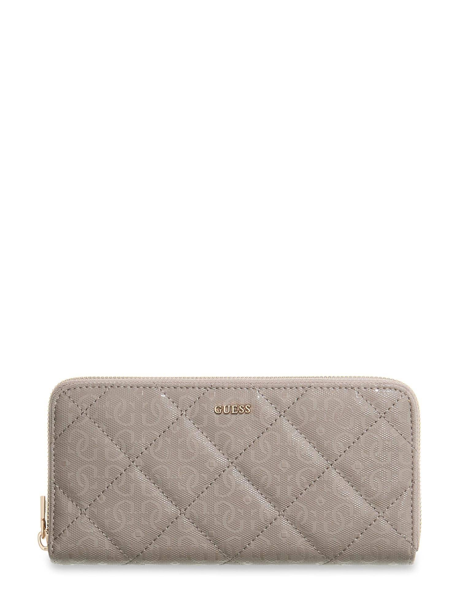 Guess Dark Taupe Printed Pu Libby Zip-Around Wallet