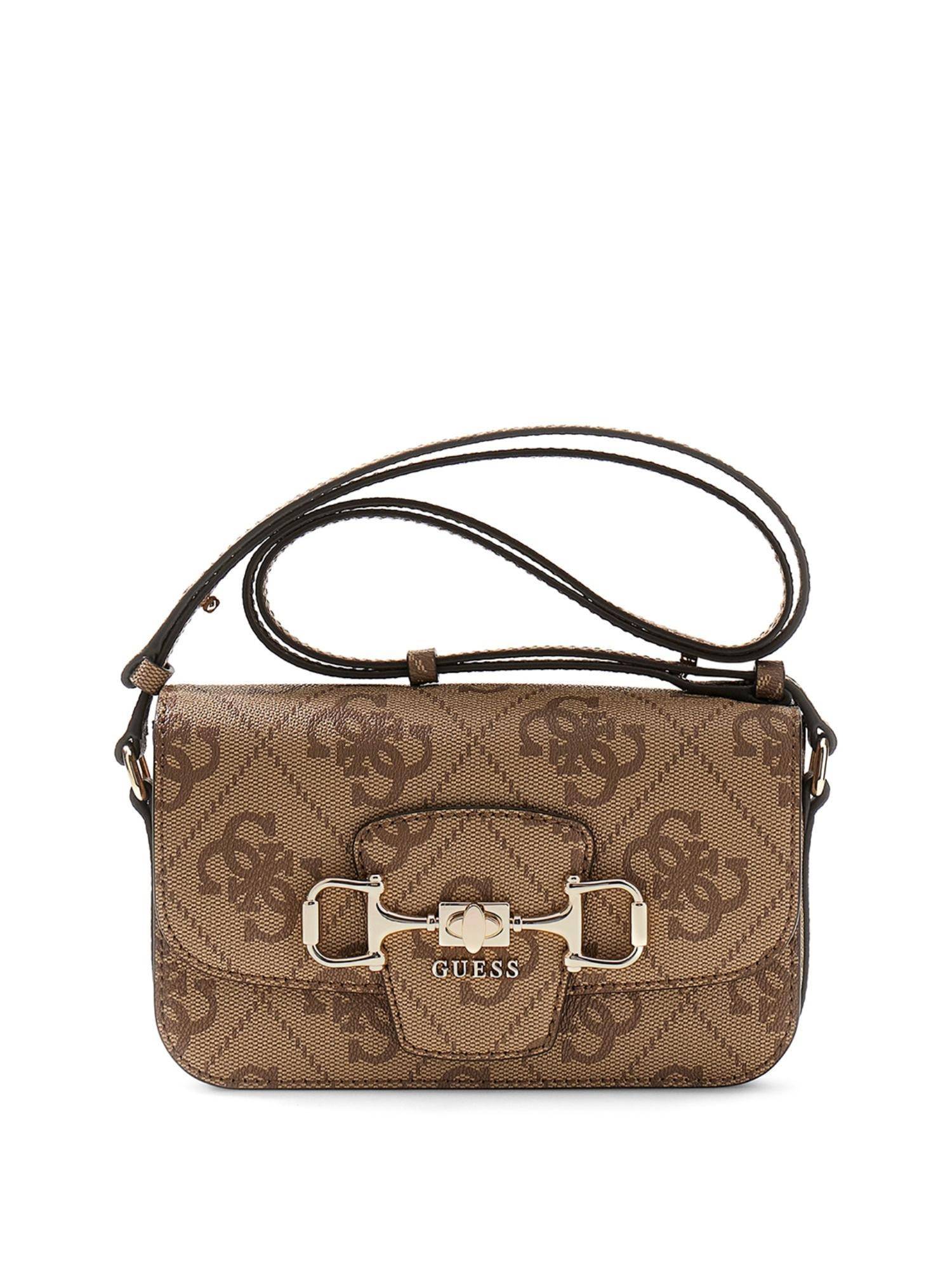 Guess Latte Printed Pu Janie Logo Sling Bag