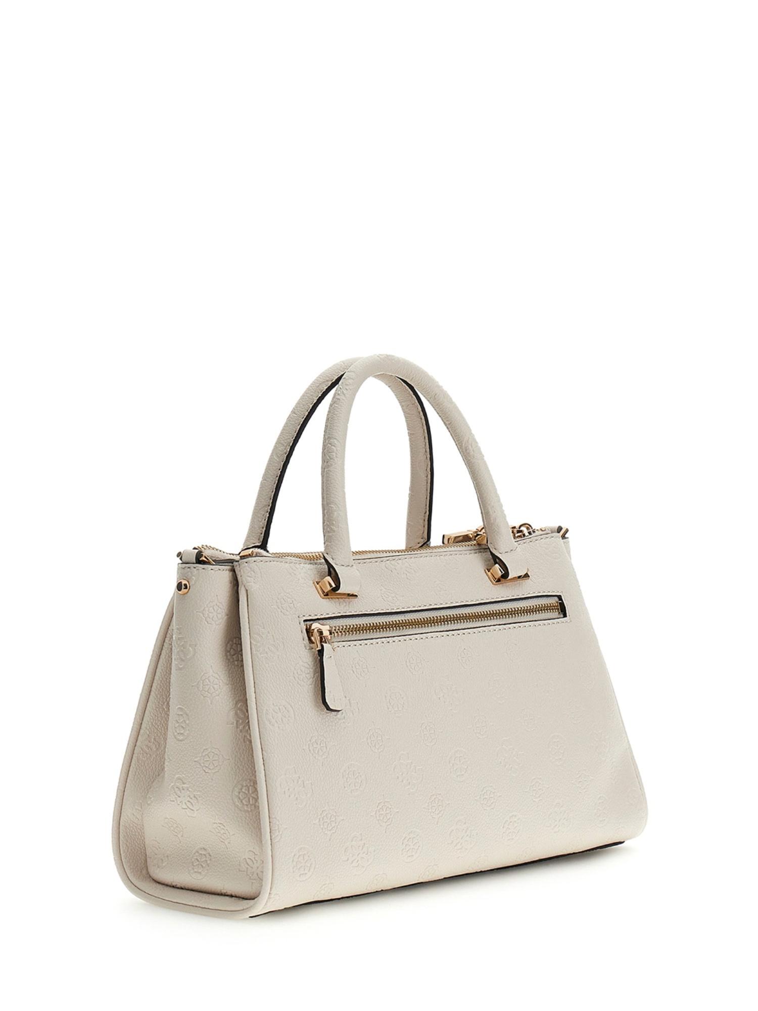 Buy Guess Stone Logo Textured Pu Anise Triple Comp Satchel Bag