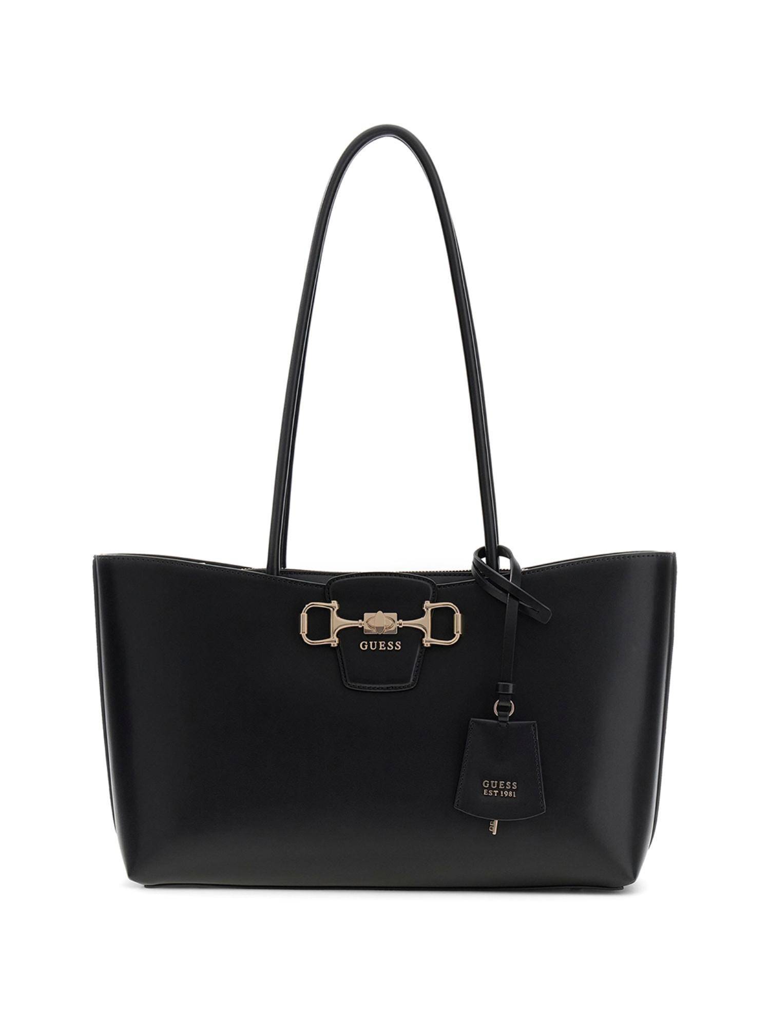 Guess Black Solid Pu Janie Girlfriend Carryall Handbag