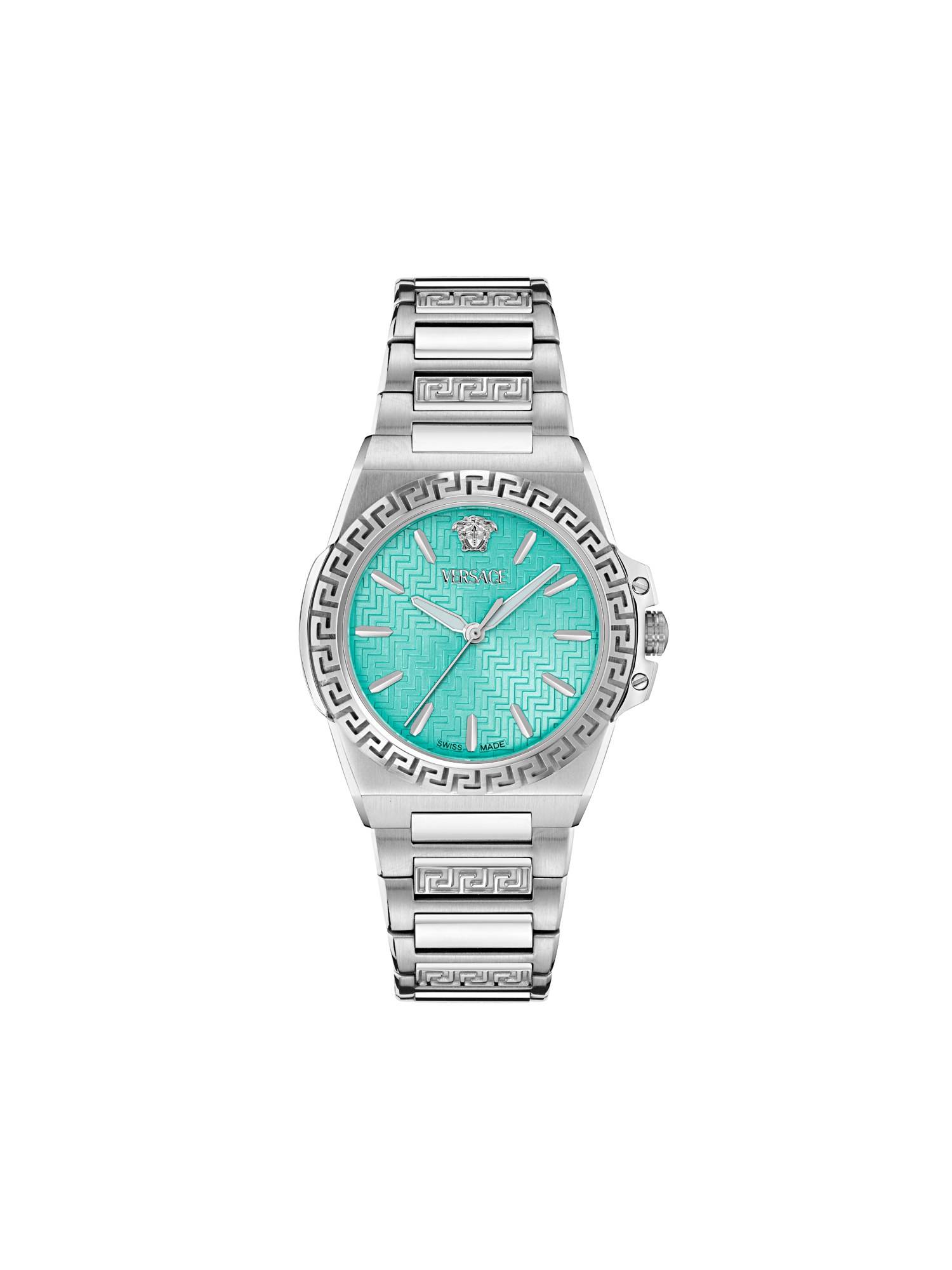 Versace Light Blue Round Dial Analog Women Watch - VE0D00325 (M)