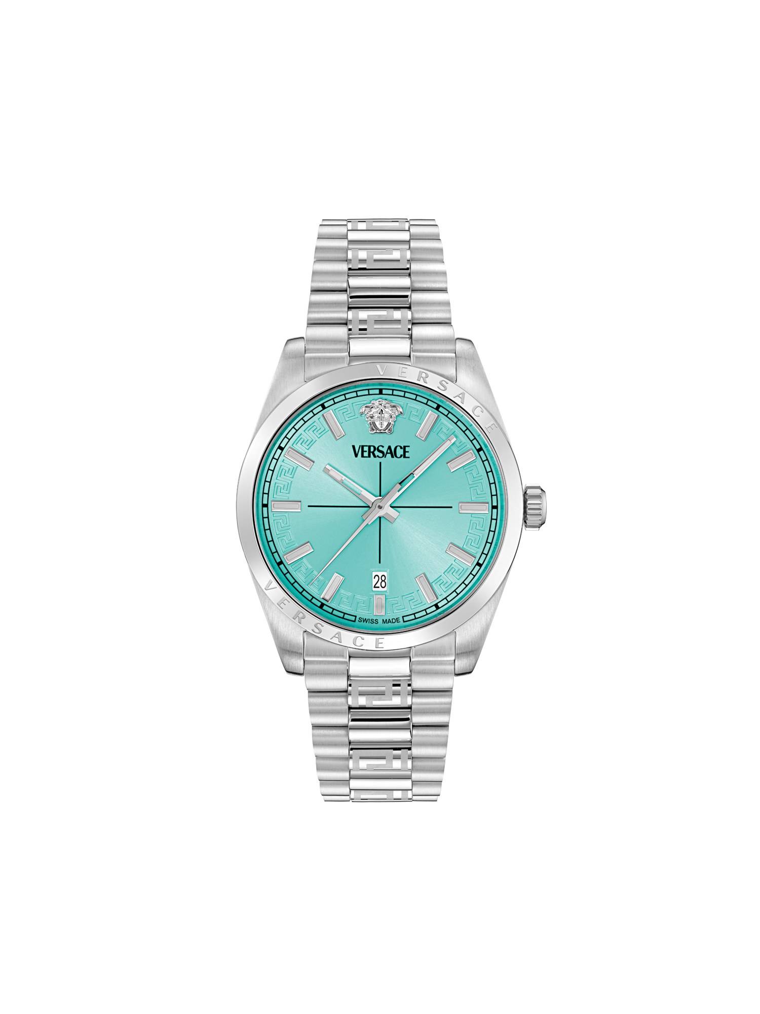 Versace Light Blue Round Dial Analog Men Watch - VE0G00225 (M)