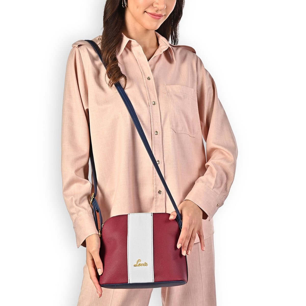 Buy Lavie Womens Masha Colorblock Vertical Sling Bag - Red (M) Online