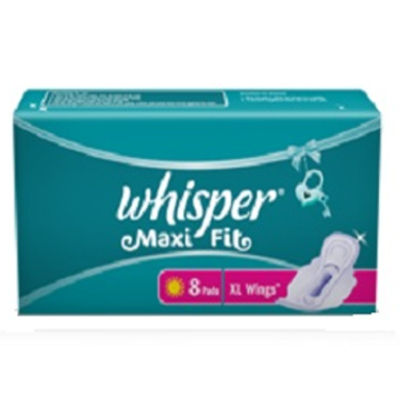 Whisper Maxi Fit L + Wings 8s Sanitary Pads for Women