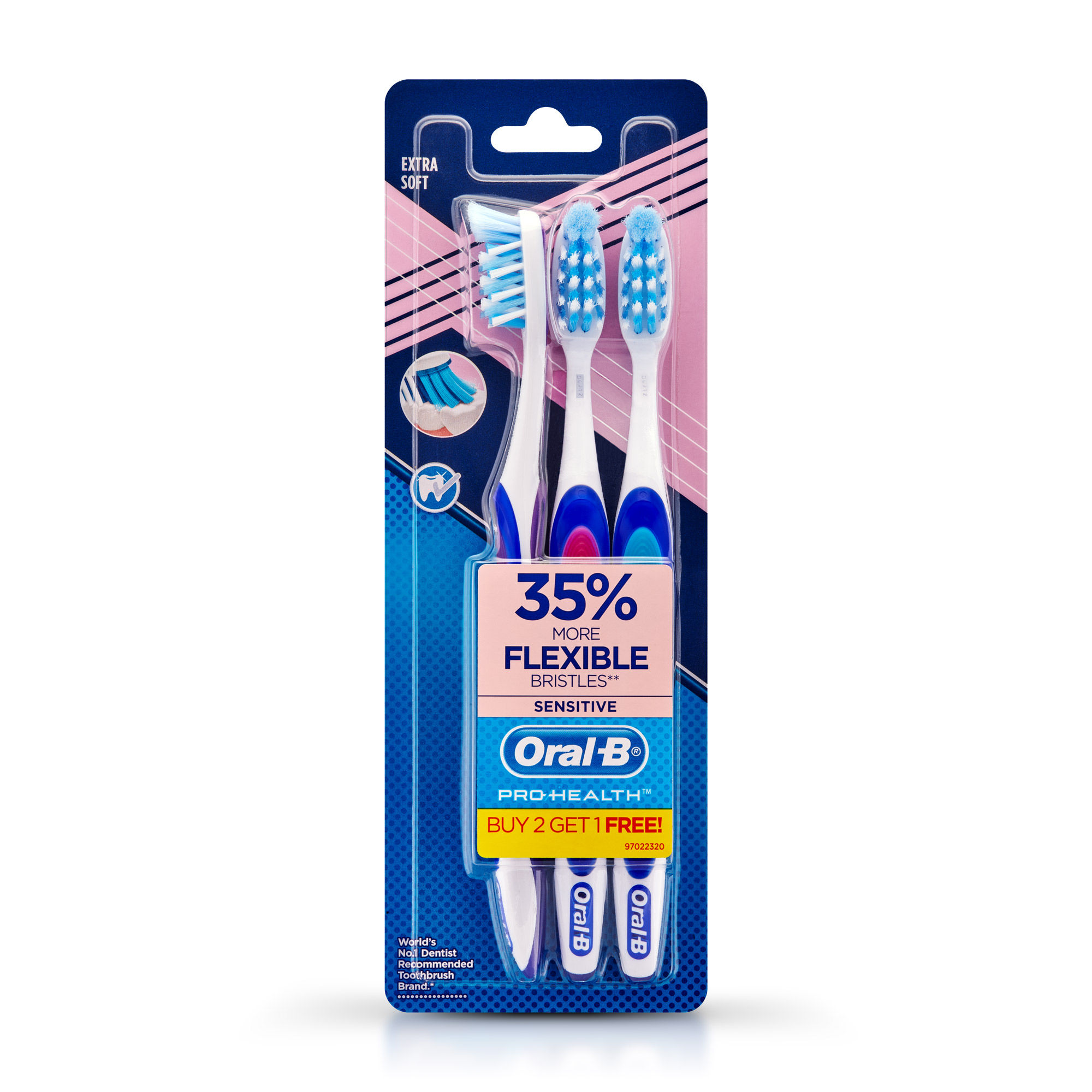 Oral-B Pro-Health Sensitive Toothbrush- Crisscross - Extra soft- Buy 2 Get 1 Free