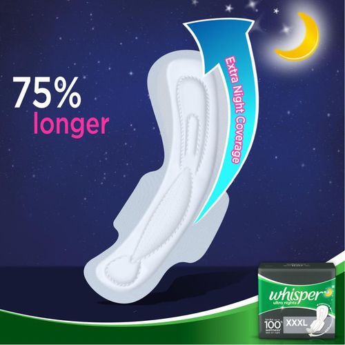 Whisper Ultra Nights Sanitary Pads Xxxl 3 Pads Pack Buy Whisper Ultra Nights Sanitary Pads Xxxl 3 Pads Pack Online At Best Price In India Nykaa The stretchable wings in whisper ultra soft pads wrap around your panties to keep the pad in place, while the fresh odourless pearls capture and lock away period odour. whisper ultra nights sanitary pads xxxl 3 pads pack