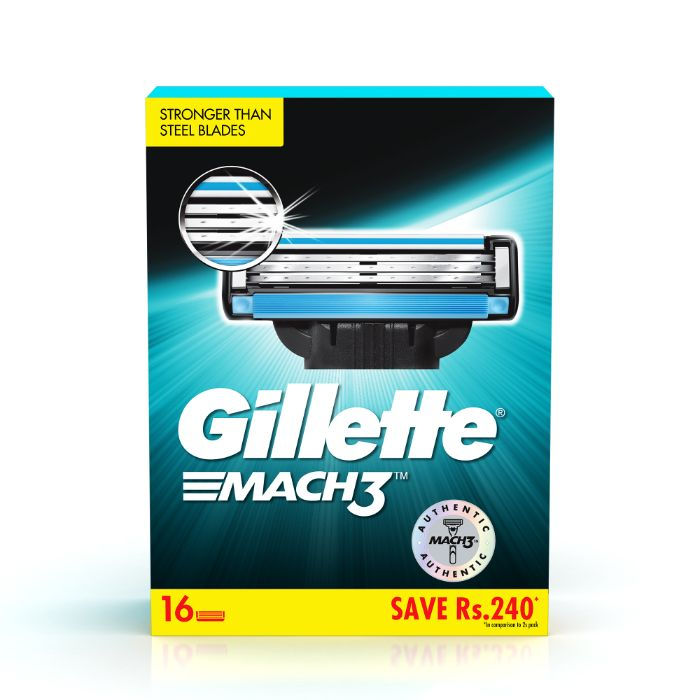 Gillette Mach 3 Shaving Blades (Pack Of 16 Cartridges)