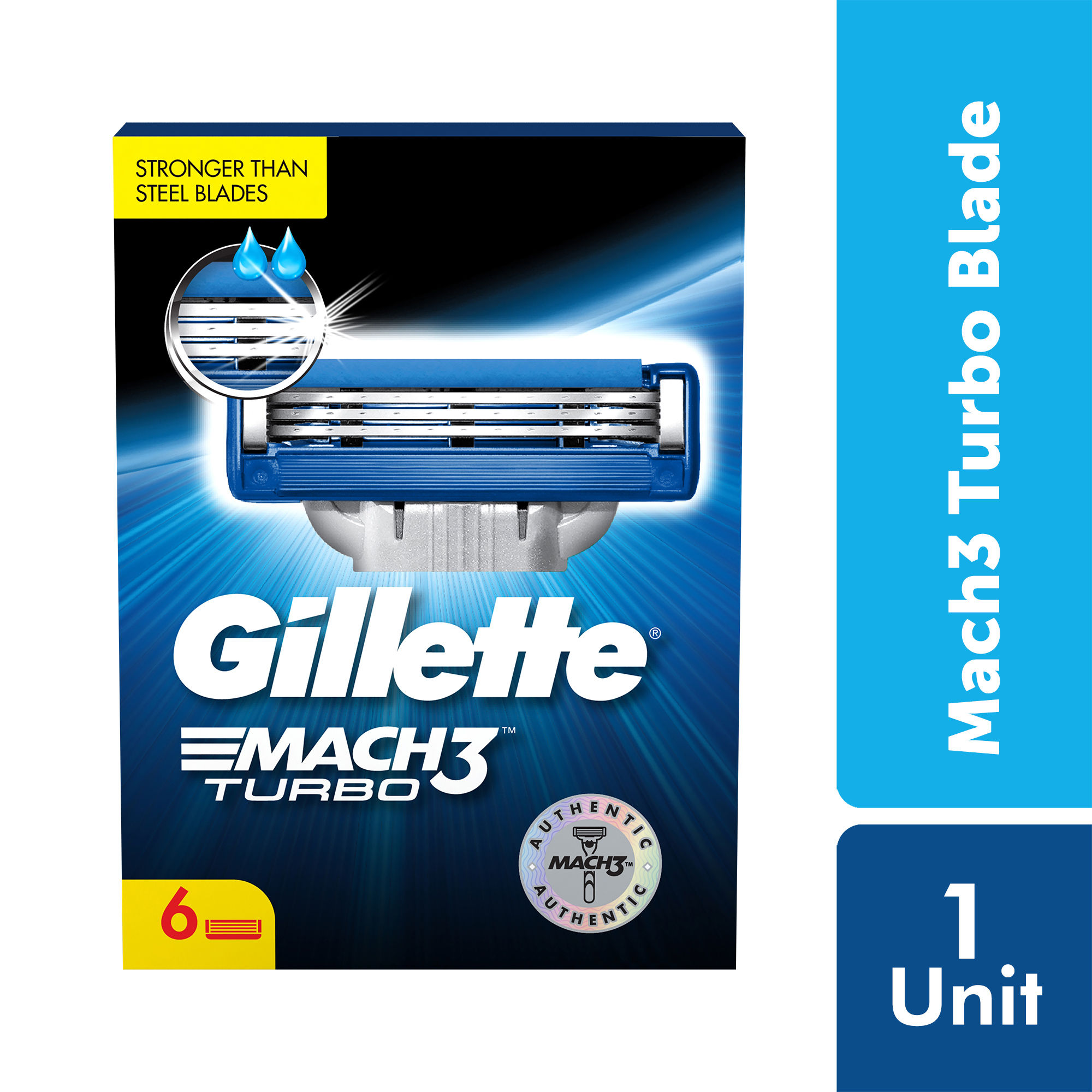 Gillette Mach Turbo 3 Shaving Blades (Pack Of 6 Cartridges)