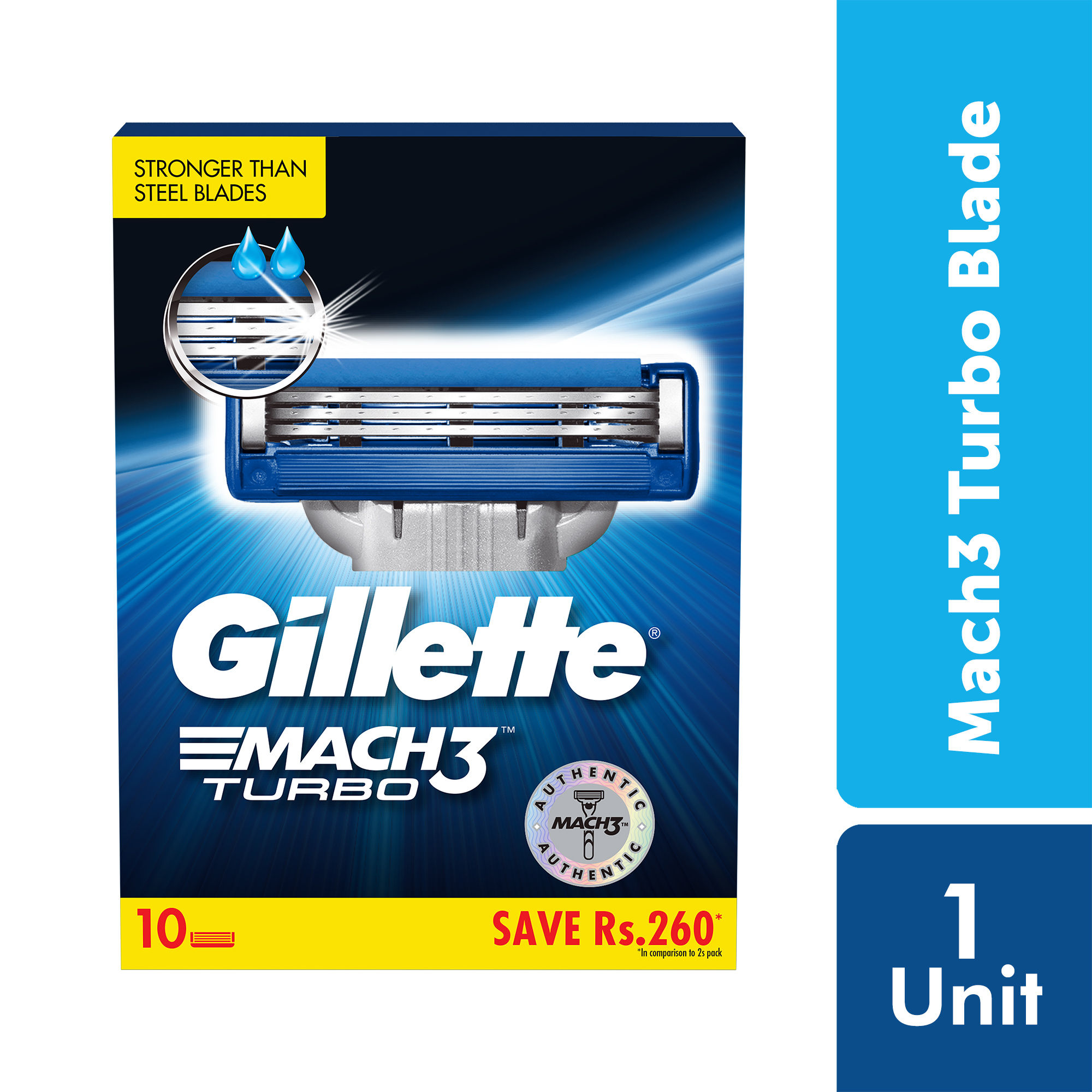 Gillette Mach Turbo 3 Shaving Blades Save Rs.260 (Pack Of 10 Cartridges)