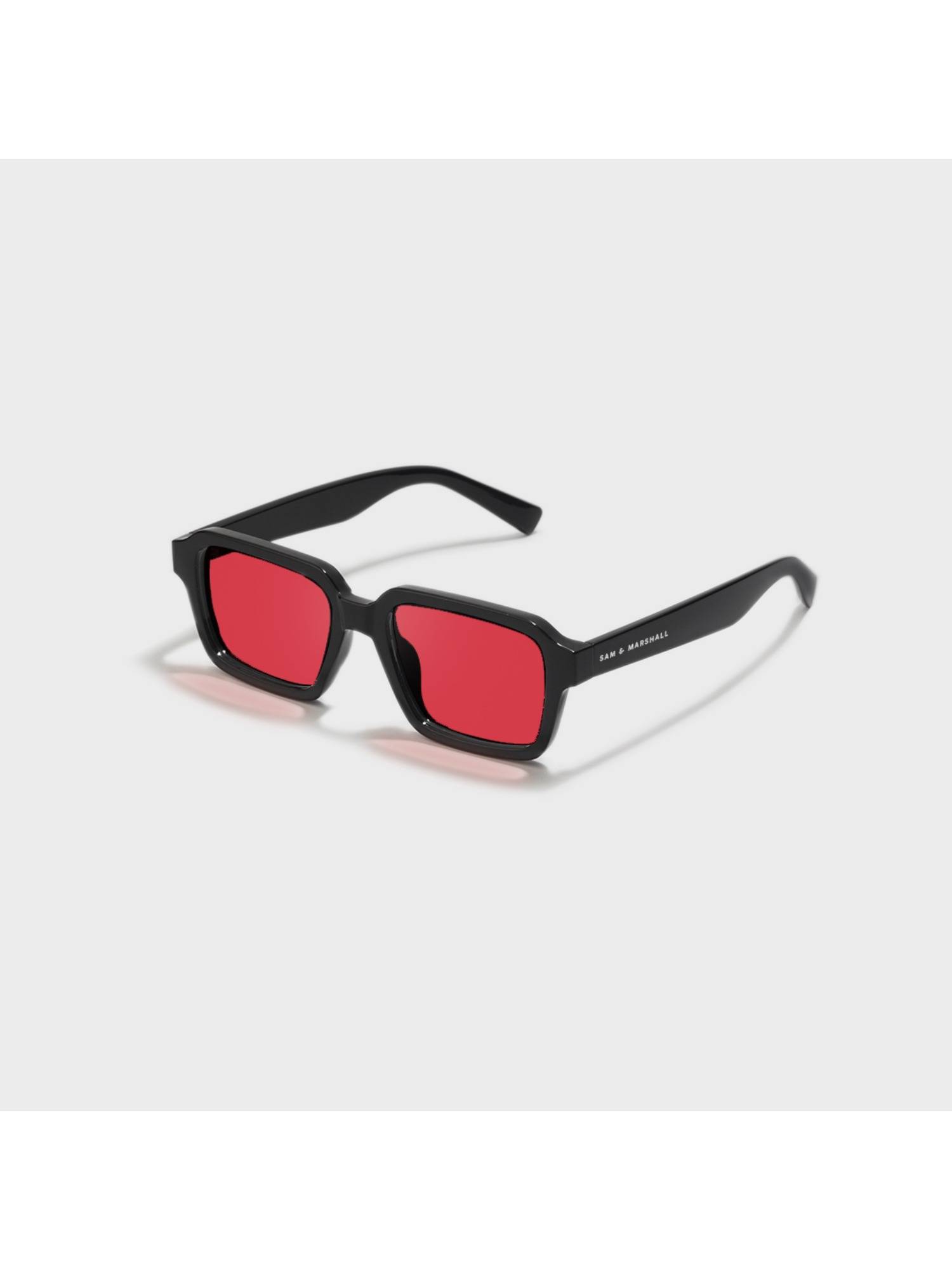 SAM AND MARSHALL Unisex Red Rectangle PC Sunglasses - TROY_RED_20368