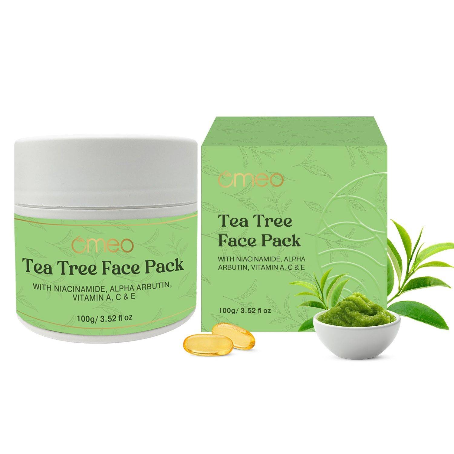 Omeo Tea Tree Face Pack Anti Acne Face Mask For Oil Control, Pimples & Skin Purification
