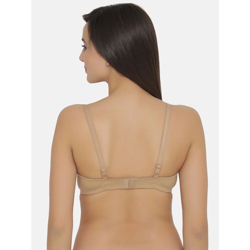 Buy Clovia Cotton Solid Padded Demi Cup Wire Free T-shirt Bra - Nude Online