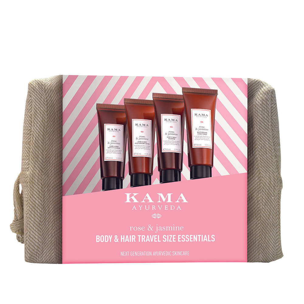 Kama Ayurveda Rose Jasmine Body & Hair Travel Size Essentials Kit