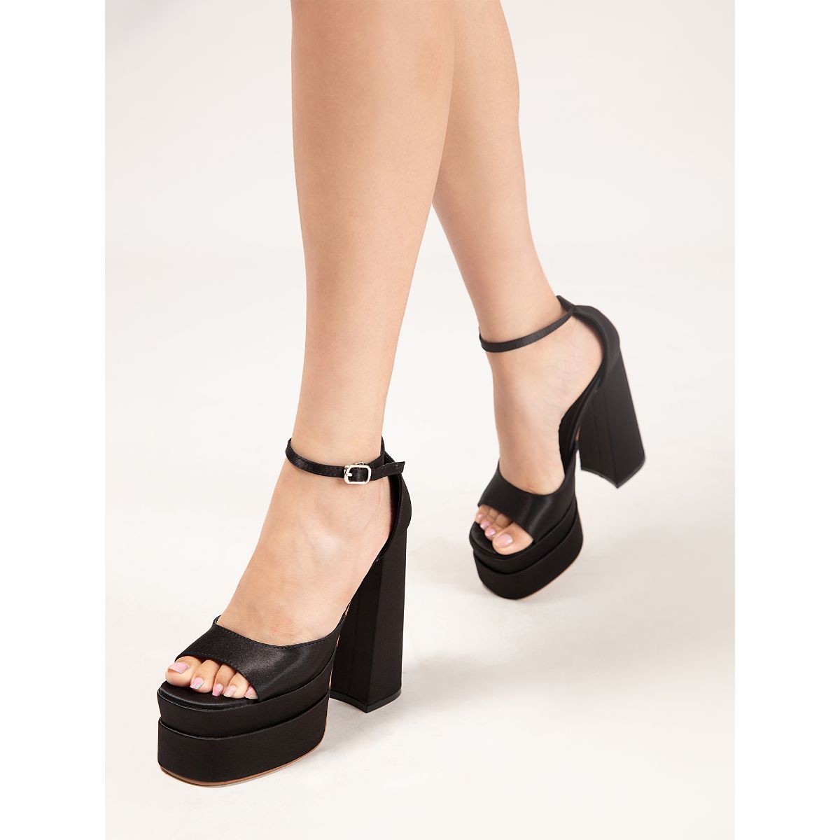 platform black block heels