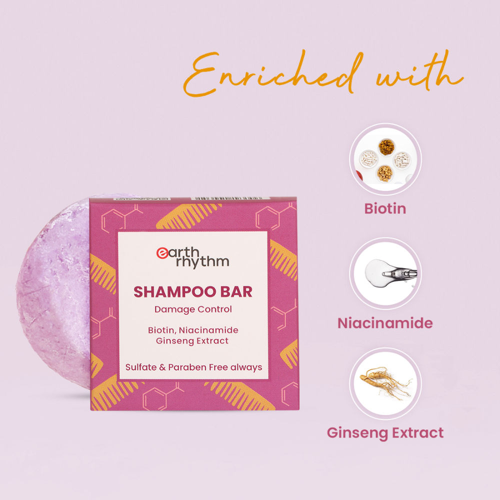 Earth Rhythm Shampoo Bar With Biotin, Niacinamide & Ginseng Extract ...