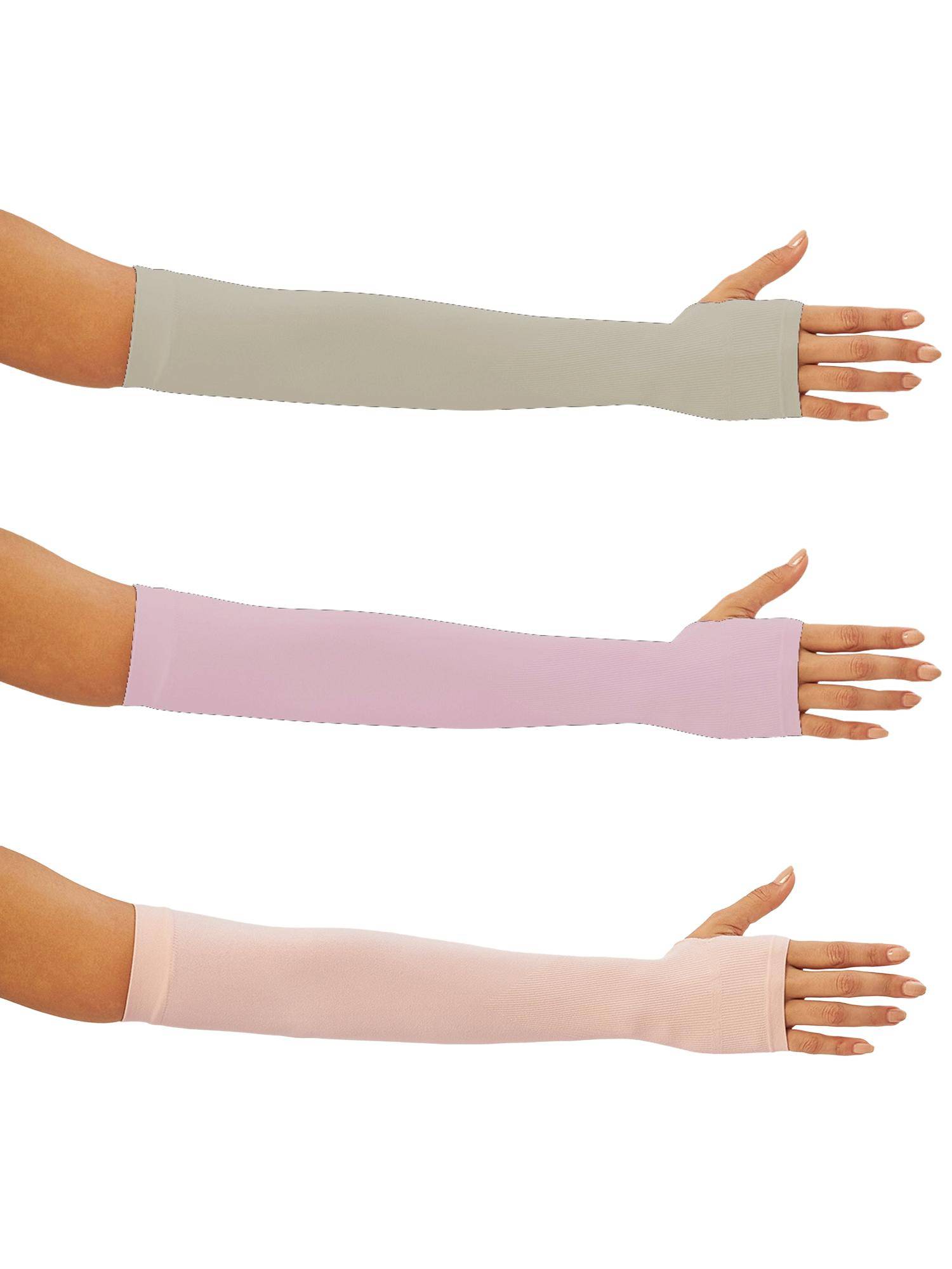 G Heist Unisex Solid Assorted Uv Protection Arm Sleeves Gloves Multi-Color (Pack of 3)