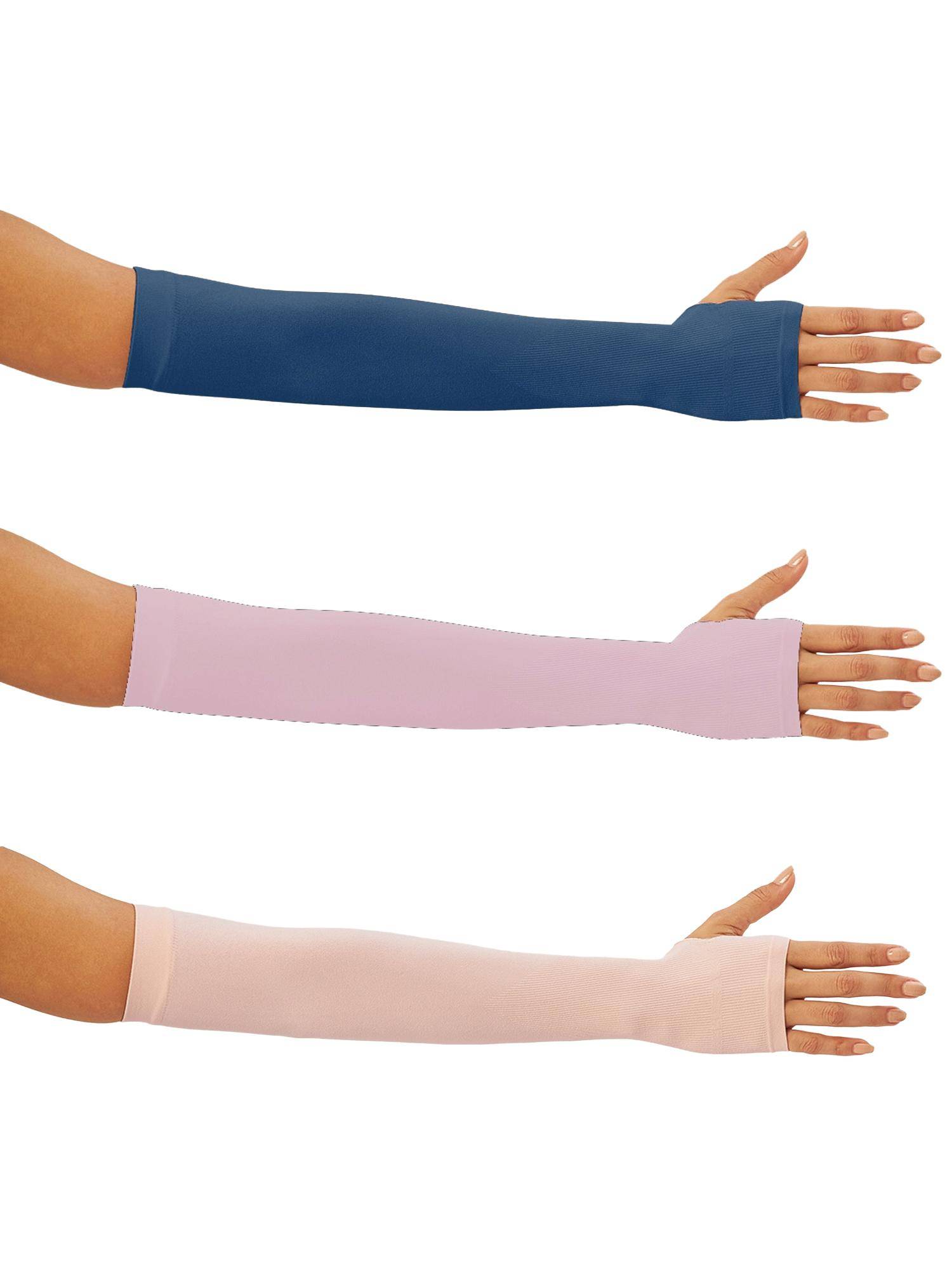 G Heist Unisex Solid Assorted Uv Protection Arm Sleeves Gloves Multi-Color (Pack of 3)