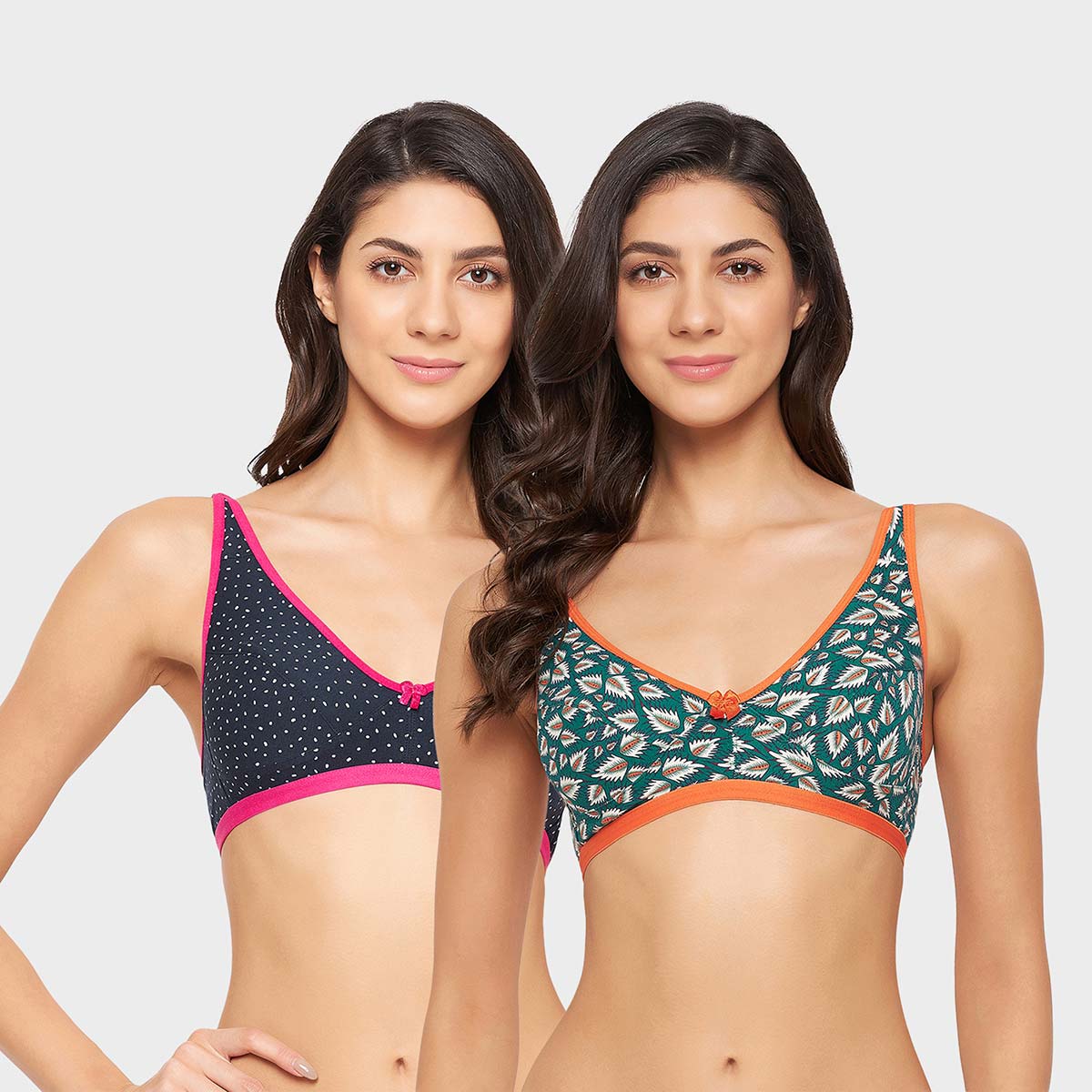 Leaf Jacquard Non-Padded Bras 2 Pack, Lingerie