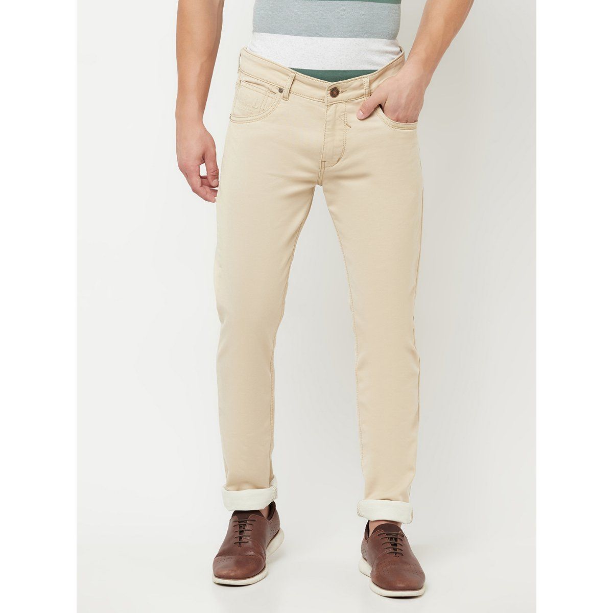 Buy Cantabil Men Beige Self Design Casual Trousers Online at Best Prices in  India - JioMart.