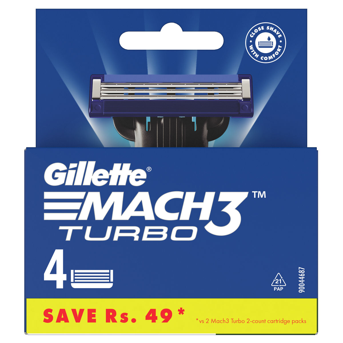 Gillette Mach 3 Turbo Manual Shaving Razor Blades (Cartridge) 4s pack (Save Rs.49/-)