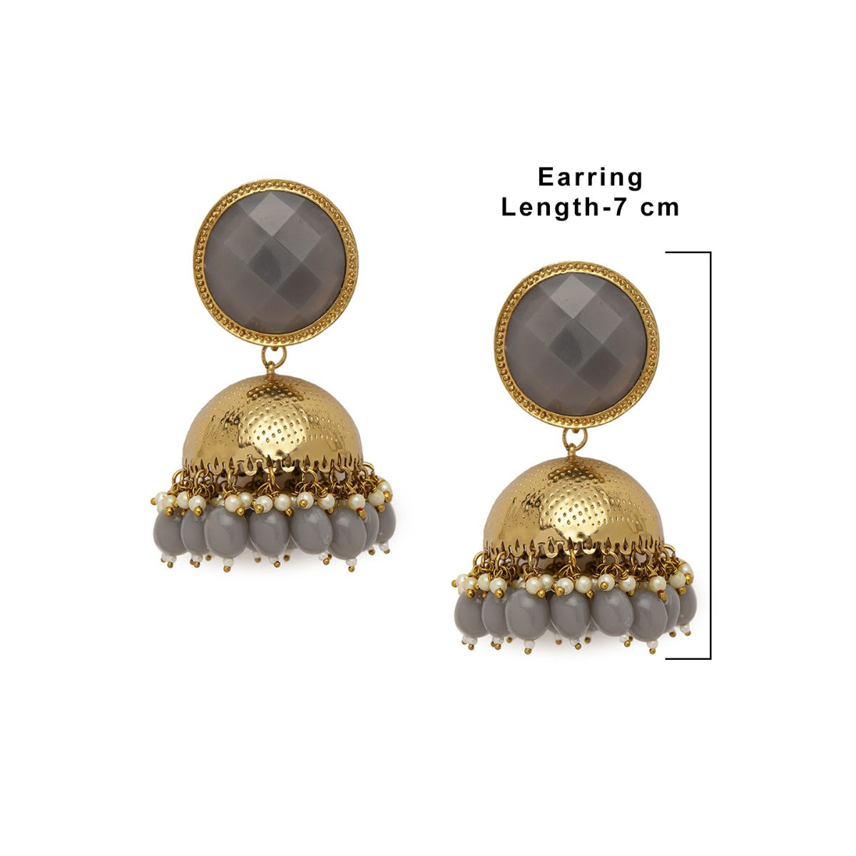 Zaveri Pearls Grey Stones Beads Ethnic Antique Gold Tone Jhumki Earring ZPFK Buy Zaveri