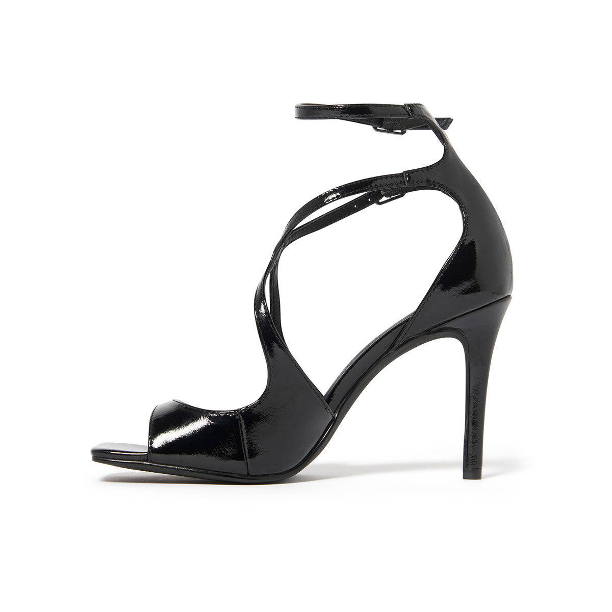 Black strappy stiletto discount heels