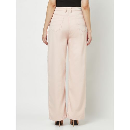 Buy CRIMSOUNE CLUB Women Light Pink Wide Leg Jeans Online