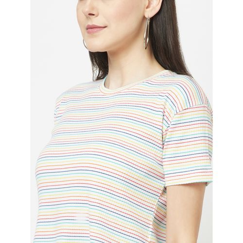 multi coloured striped t shirt womens